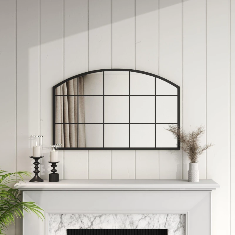 Image of Cottonfy UK Metal Arched Wall Mirror - Black M