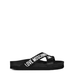 LOVE MOSCHINO Logo Cross Sliders - Black