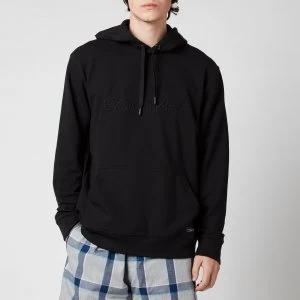 Image of Calvin Klein Mens Pullover Chest Logo Hoodie - Black - S