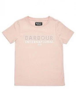 Image of Barbour International Girls Drift Foil Print T-Shirt - Pink, Size Age: 10-11 Years, Women