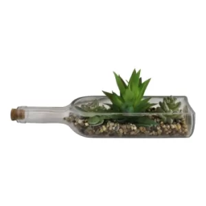 Image of 3 Assorted Faux Succulents In A Glass Bottle