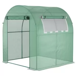 image of Outsunny Walk in Polytunnel Greenhouse, Green House for Garden with Roll-up Window and Door, 1.8 x 1.8 x 2 m, Green