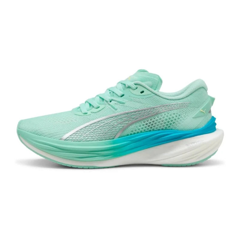 Image of Puma Deviate Nitro 3 Green Blue AW25 Womens Sneakers, Size 37 - EUR