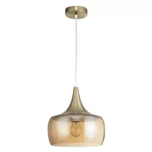 image of Netlighting Merano Goodyear Dome Pendant Ceiling Light Amber Glass, Chrome Metal