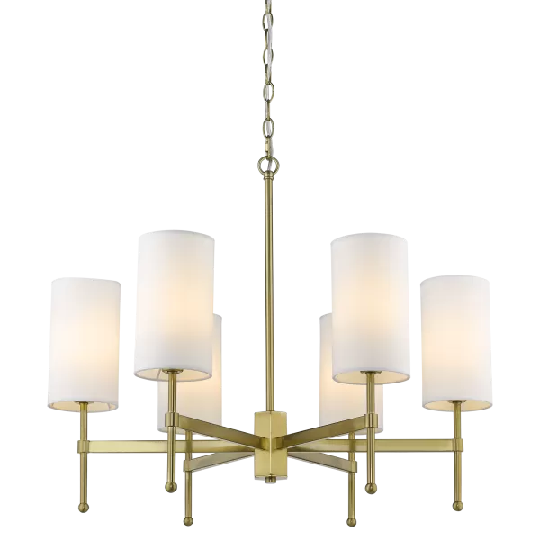 image of Denver 6 Light Multi Arm Pendant Ceiling Light Brass, E14