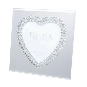 image of 6" x 6" - HESTIA Mirror Glass Crystal Heart Photo Frame