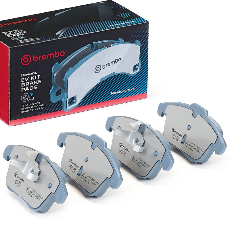 Image of BREMBO P 24 076E Brake pad set BEYOND LINE - EV excl. wear warning contact, with accessories, with anti-squeak plate Brake Pad Set,disc brake (402)