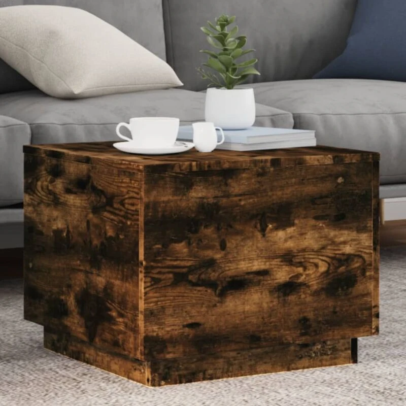 Image of VIDAXL Coffee Table with LED Lights Smoked Oak 50x50x40cm Vidaxl 8721012466418