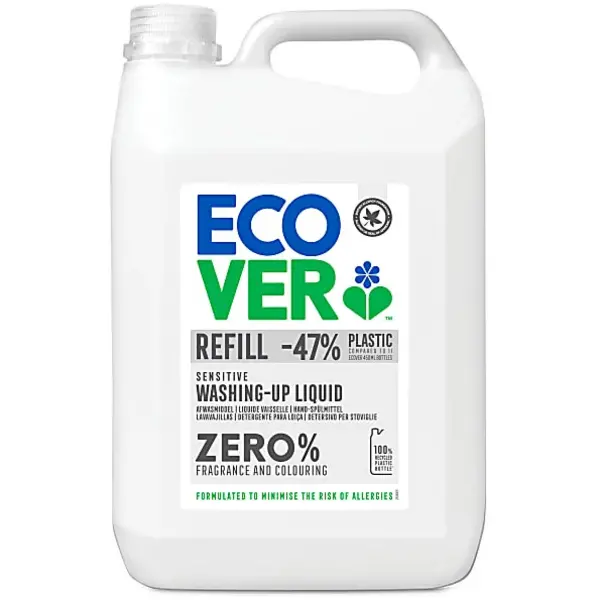 image of Ecover Washing Up Liquid Refill Zero Fragrance & Coloring 5L