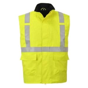 Biz Flame Hi Vis Flame Resistant Rain Bodywarmer Yellow S