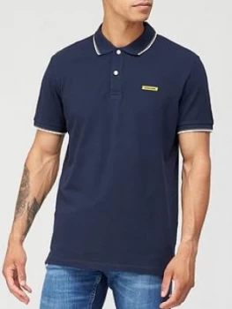 Image of Jack & Jones London Rubber Logo Polo Shirt - Navy Blazer, Size S, Men