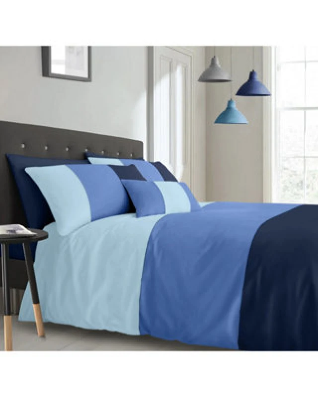 Image of Velosso Blue Lexie Duvet Cover And Pillowcase Set King