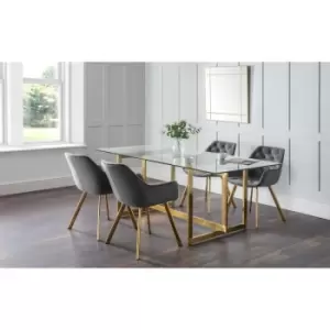 Julian Bowen Luxury Dining Set - Minori Dining Table & 4 Lorenzo Grey Chairs