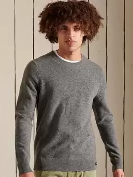 Image of Superdry Lambswool Lightweight Knit - Grey Marl, Size S, Men