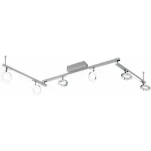Image of Wall 9 Spot Light Aluminium Chrome Shade Satined Plastic Bulb LED 6x3.2W 3x3.3W