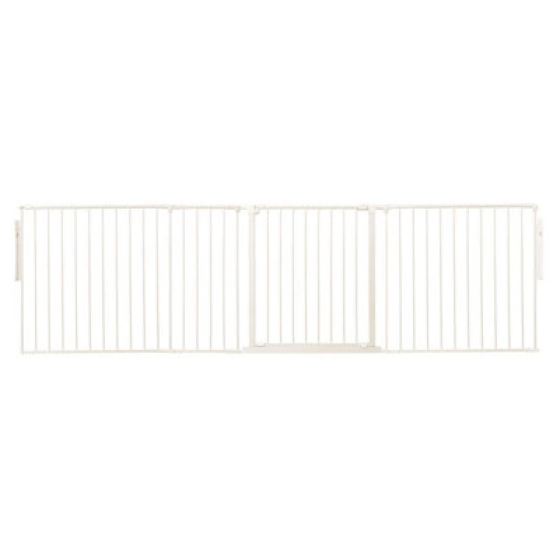 Image of Safetots Premium Multi Panel Room Divider, Up To 259Cm Wide, White, 70Cm Tall, Flexible Barrier With Door For Baby And Toddler