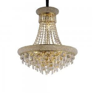 image of Ceiling Pendant Chandelier 9 Light French Gold, Crystal