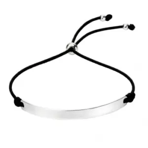 Image of Beginnings Sterling Silver B4935 Id Bar Black Cord Toggle Bracelet