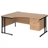 Image of Dams International Left Hand Ergonomic Desk MC16ELP3KB 1,600 x 1,200 x 725 x 800 - 990 mm