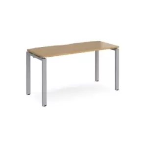 image of Bench Desk Single Person Starter Rectangular Desk 1400mm Oak Tops With Silver Frames 600mm Depth Adapt