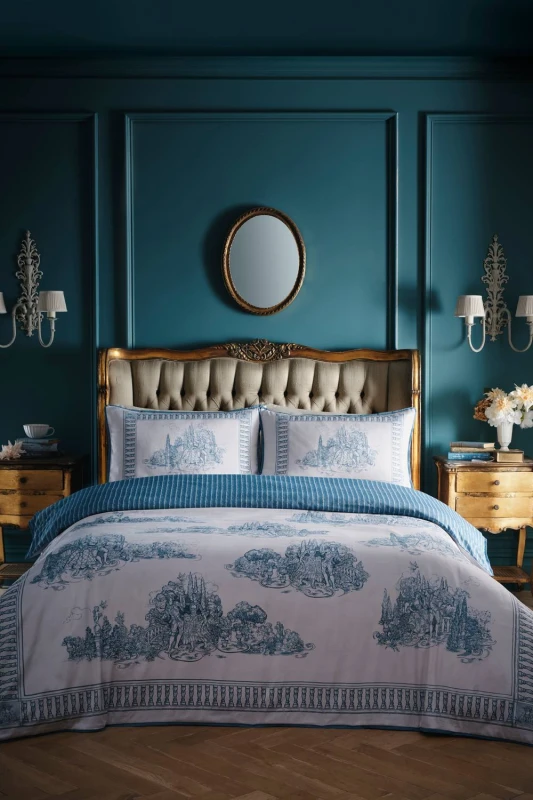Image of Laurence Llewelyn-Bowen 'Tuscan Toile' 100% Cotton Duvet Cover Set in Blue Size: Double Blue Unisex Double