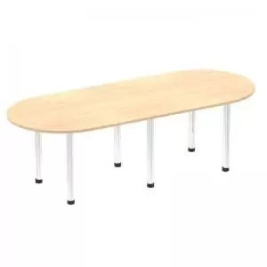 Image of Impulse 2400mm Boardroom Table Maple Top Chrome Post Leg
