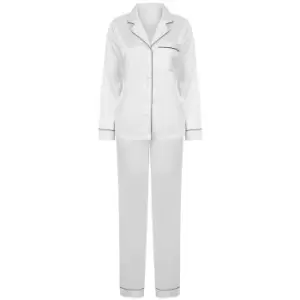 image of Towel City Womens/Ladies Satin Long PJ Set (XL/XXL) (White)