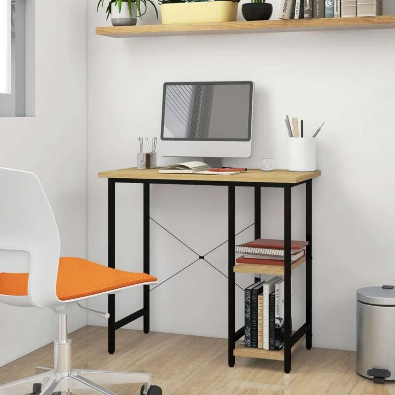 Image of VIDAXL Vidaxl - Computer Desk Black and Light Oak 80x40x72cm mdf and Metal 8720286288177
