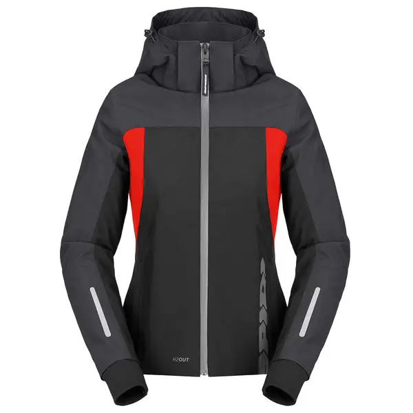 Image of Spidi H2Out II Hoodie Lady Black Anthracite Fluo Red Size 2XL