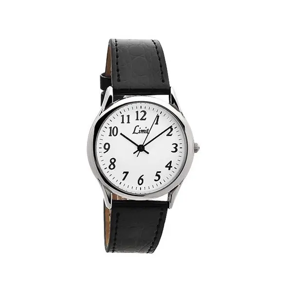 image of Limit 5341.01 Stainless Steel Black Leather Strap Watch - W7710