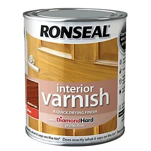 image of Ronseal Interior Varnish - Gloss Medium Oak 750ml