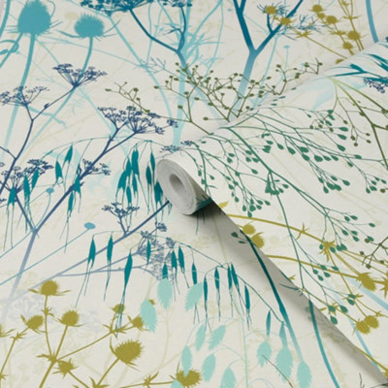 Image of Clarissa Hulse Clarissa Hulse Summer Border Floral Wallpaper in Green Green One Size Unisex 5011583555578