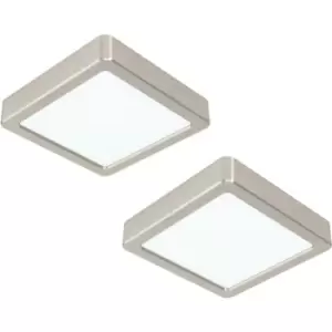 Image of 2 PACK Ceiling Light Satin Nickel 160mm Sqaure Surface Mounted 10.5W LED 3000K