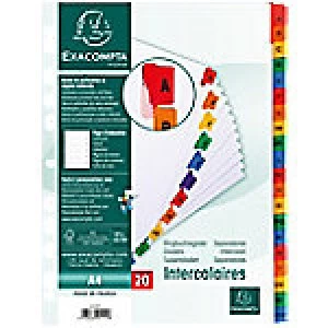 Image of Exacompta Indices A4 White Card Card A - Z