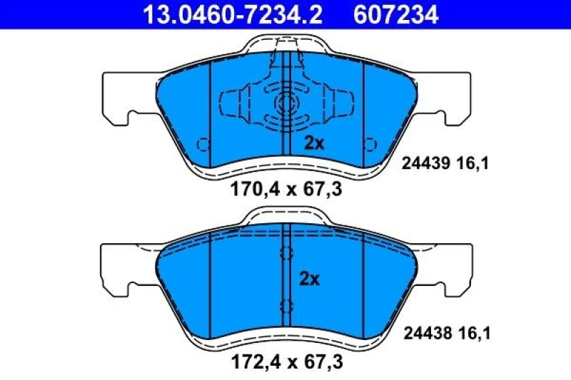 Image of ATE 13.0460-7234.2 Brake pad set excl. wear warning contact Brake Pad Set,disc brake (402)