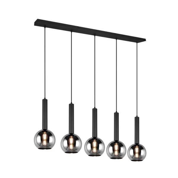 image of Clayton Modern 5 Light Bar Pendant Ceiling Light Black Matt