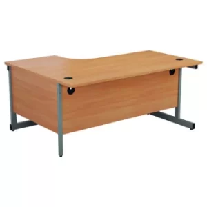 image of Jemini Radial Right Hand Cantilever Desk 1800x1200x730mm Beech/Silver KF802026