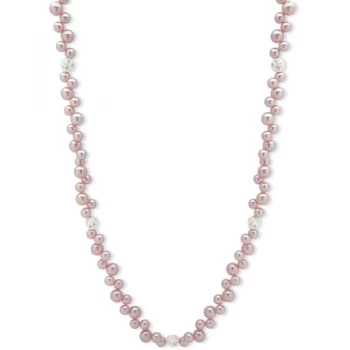 image of Ladies Anne Klein Silver Plated Pink Pearl & Crystal Necklace