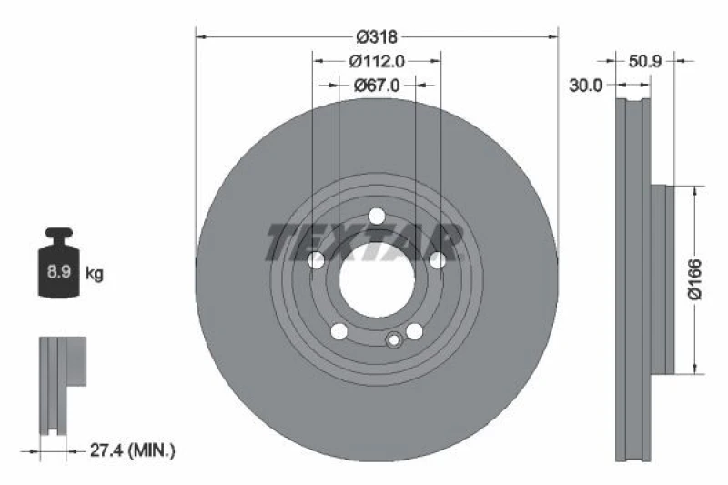 Image of Brake disc TEXTAR 92316705