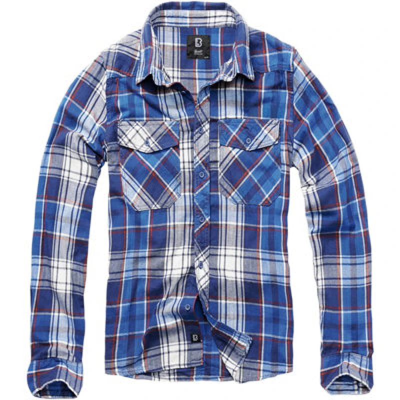 Image of Brandit Checkshirt Longsleeve blue red white XXL Men