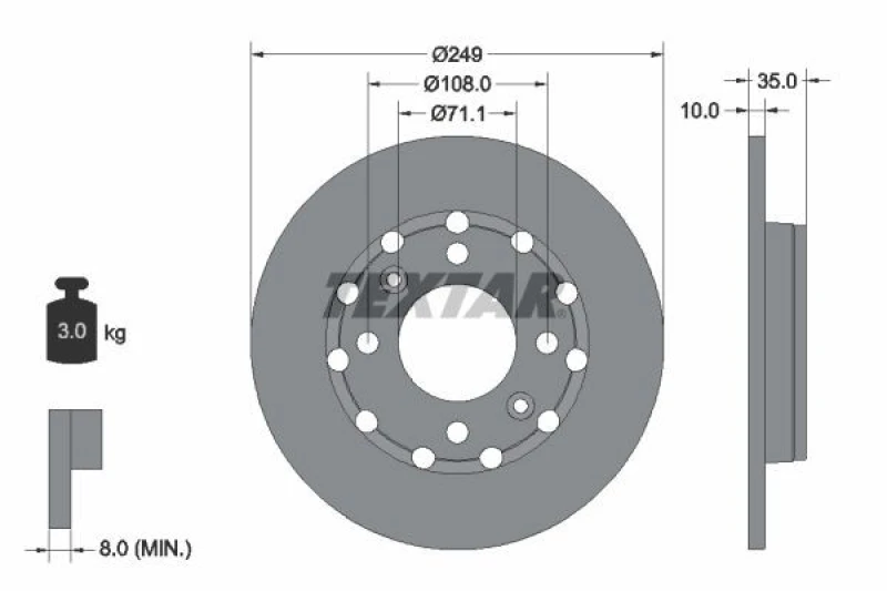 Image of Brake disc TEXTAR 92325803