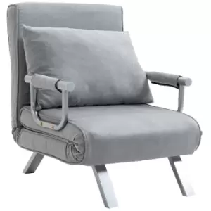 Image of Homcom Foldable Portable Armchair Bed With Pillow Light Grey