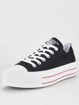 image of Converse Chuck Taylor All Star Lift Love Canvas - Black/Red , Black/Red, Size 6, Women