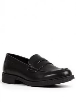 Image of Geox Agata Leather School Loafers - Black, Size 5 Older