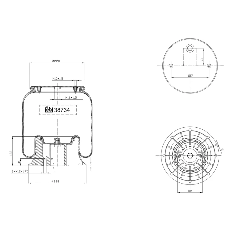 Image of FEBI BILSTEIN 38734 Boot, air suspension Rear Axle Right Boot,air suspension (324)