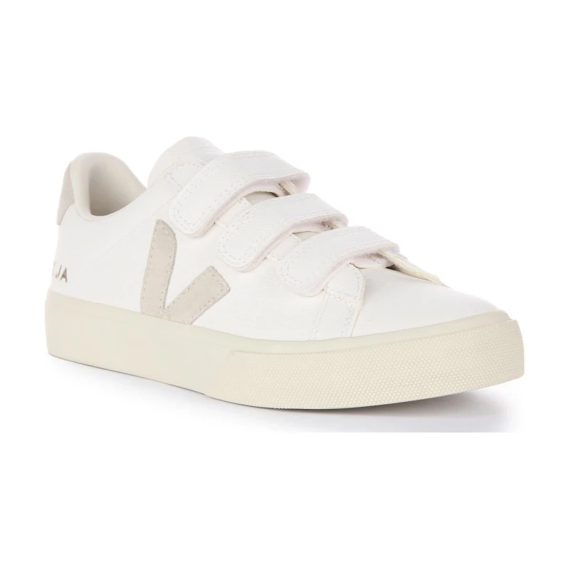 Image of Veja Womens 'Recife Chromfre' Leather Trainers in Natural Size: 7 Natural Female 7