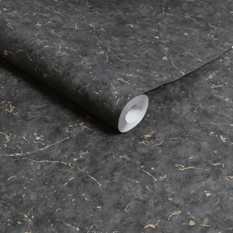 Image of Superfresco Easy Gilded Plaster Black & Gold Textured Plain Wallpaper