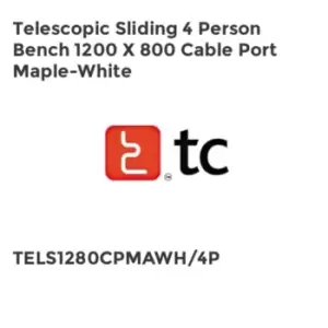 image of TC Group Telescopic Sliding 4 Person Bench 1200 x 800 Cable Port Maple-White