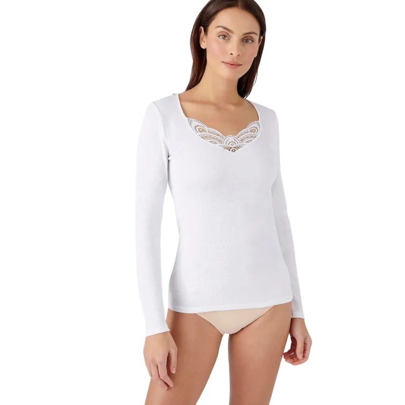 Image of DAMART Thermolactyl Ribbed T-Shirt, Grade 3 White Women XS;S;M;L;3XL