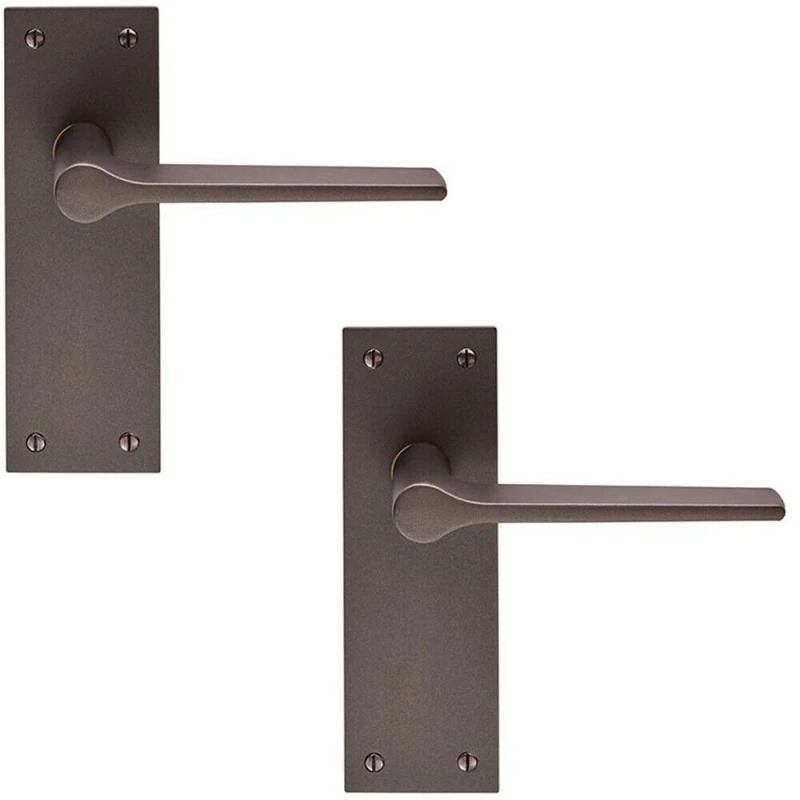 Image of Loops 2x PAIR Flat Straight Handle on Slim Latch Backplate 150 x 50mm Matt Bronze Multi